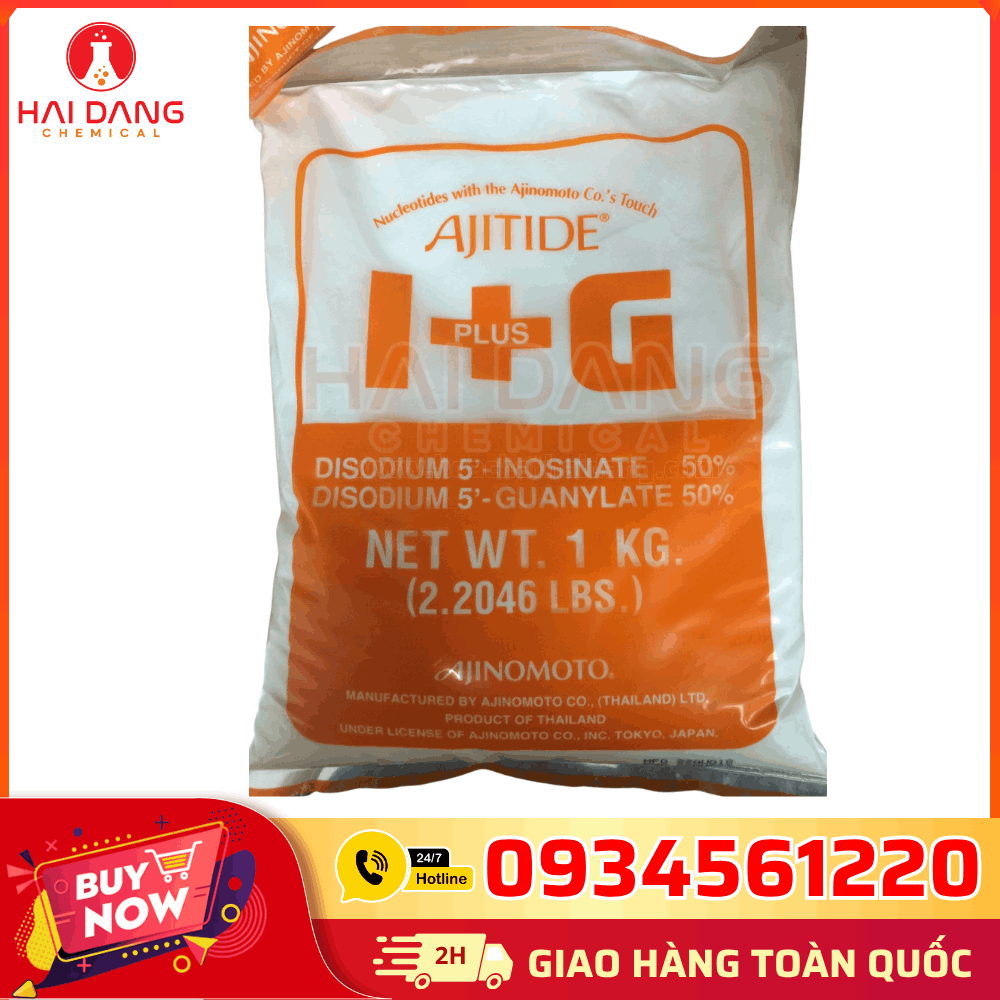 I+G IMP/GMP Ajitide Thái Lan 1kg/gói – Phụ gia điều vị cao cấp, giúp tăng vị ngọt tự nhiên, tạo vị umami đậm đà trong mì, nước chấm và đồ hộp.