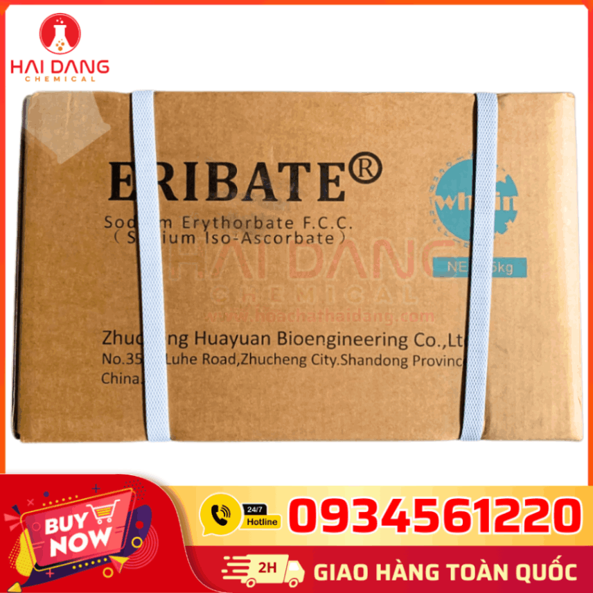 Sodium Erythorbate C₆H₇NaO₆ 98% Zhucheng Trung Quốc 25kg/thùng – Hóa Chất Hải Đăng
