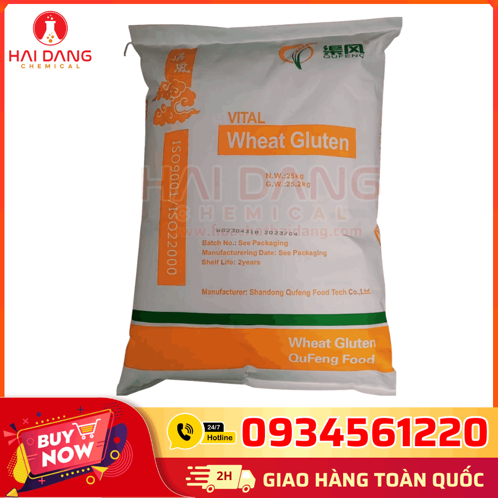 Vital Wheat Gluten Trung Quốc 25kg/bao – Bột gluten lúa mì, giàu protein, giúp tăng độ dai và kết dính trong bột mì và thực phẩm.